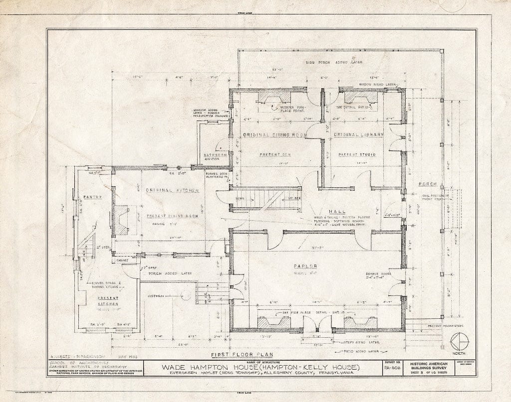 Blueprint HABS PA,2-EVGHM,1- (Sheet 3 of 10) - Wade Hampton House, Evergreen Hamlet Road (Ross Township), Evergreen, Allegheny County, PA