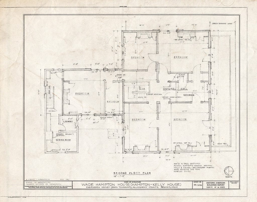 Blueprint HABS PA,2-EVGHM,1- (Sheet 4 of 10) - Wade Hampton House, Evergreen Hamlet Road (Ross Township), Evergreen, Allegheny County, PA