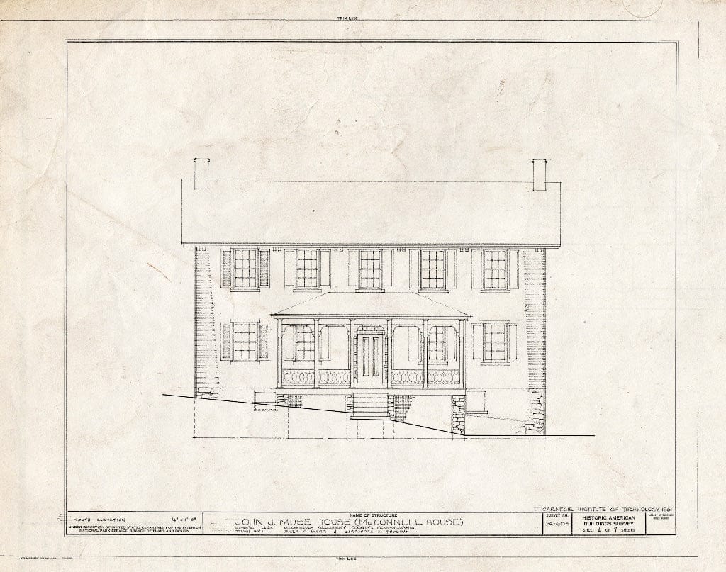 Blueprint HABS PA,2-MCKSPT,1- (Sheet 4 of 7) - John J. Muse House, Muse's Lane, McKeesport, Allegheny County, PA