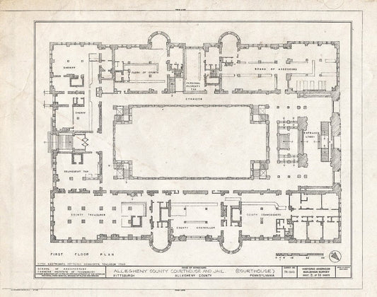 Blueprint HABS PA,2-PITBU,29- (Sheet 3 of 35) - Allegheny County Courthouse & Jail, 436 Grant Street (Courthouse), 420 Ross Street (Jail), Pittsburgh, Allegheny County, PA