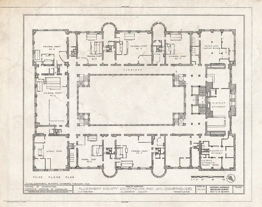 Blueprint HABS PA,2-PITBU,29- (Sheet 5 of 35) - Allegheny County Courthouse & Jail, 436 Grant Street (Courthouse), 420 Ross Street (Jail), Pittsburgh, Allegheny County, PA
