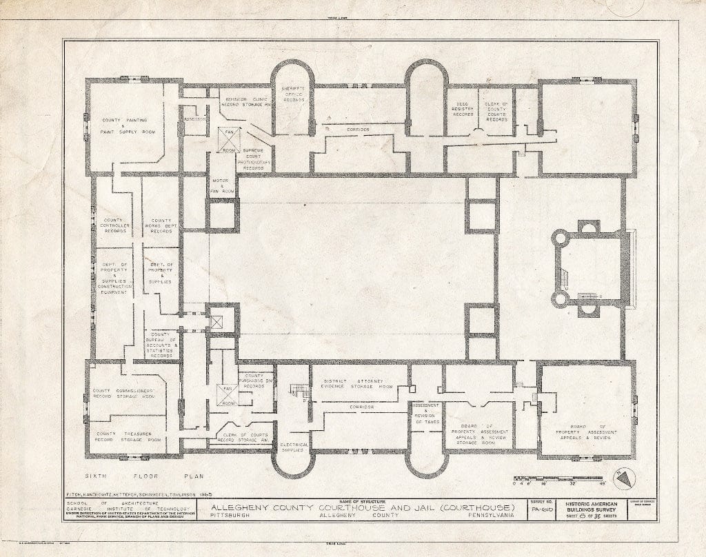 Blueprint HABS PA,2-PITBU,29- (Sheet 8 of 35) - Allegheny County Courthouse & Jail, 436 Grant Street (Courthouse), 420 Ross Street (Jail), Pittsburgh, Allegheny County, PA