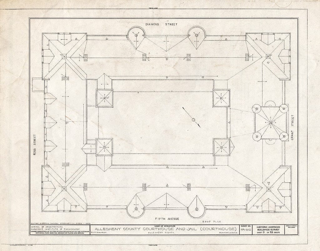 Blueprint HABS PA,2-PITBU,29- (Sheet 9 of 35) - Allegheny County Courthouse & Jail, 436 Grant Street (Courthouse), 420 Ross Street (Jail), Pittsburgh, Allegheny County, PA