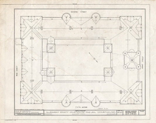 Blueprint HABS PA,2-PITBU,29- (Sheet 9 of 35) - Allegheny County Courthouse & Jail, 436 Grant Street (Courthouse), 420 Ross Street (Jail), Pittsburgh, Allegheny County, PA
