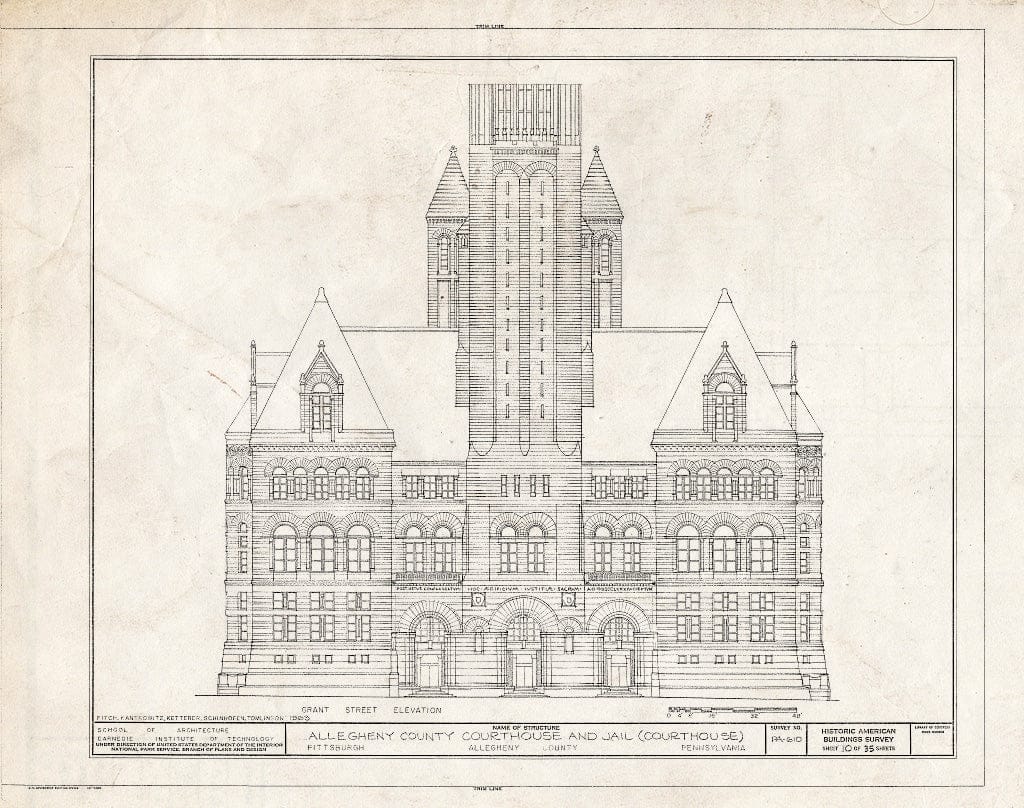 Blueprint HABS PA,2-PITBU,29- (Sheet 10 of 35) - Allegheny County Courthouse & Jail, 436 Grant Street (Courthouse), 420 Ross Street (Jail), Pittsburgh, Allegheny County, PA