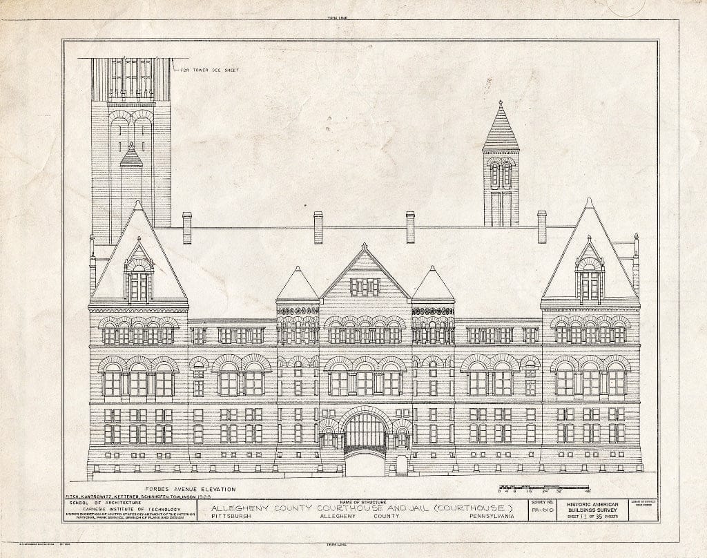 Blueprint HABS PA,2-PITBU,29- (Sheet 11 of 35) - Allegheny County Courthouse & Jail, 436 Grant Street (Courthouse), 420 Ross Street (Jail), Pittsburgh, Allegheny County, PA