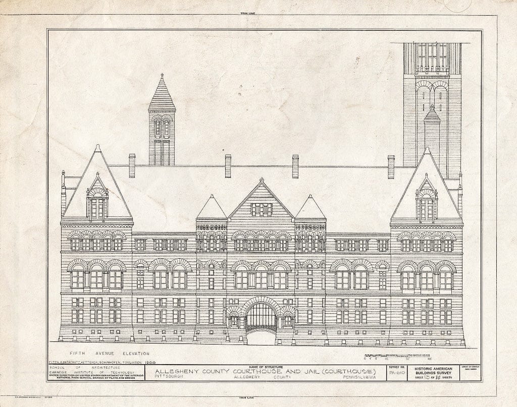Blueprint HABS PA,2-PITBU,29- (Sheet 13 of 35) - Allegheny County Courthouse & Jail, 436 Grant Street (Courthouse), 420 Ross Street (Jail), Pittsburgh, Allegheny County, PA