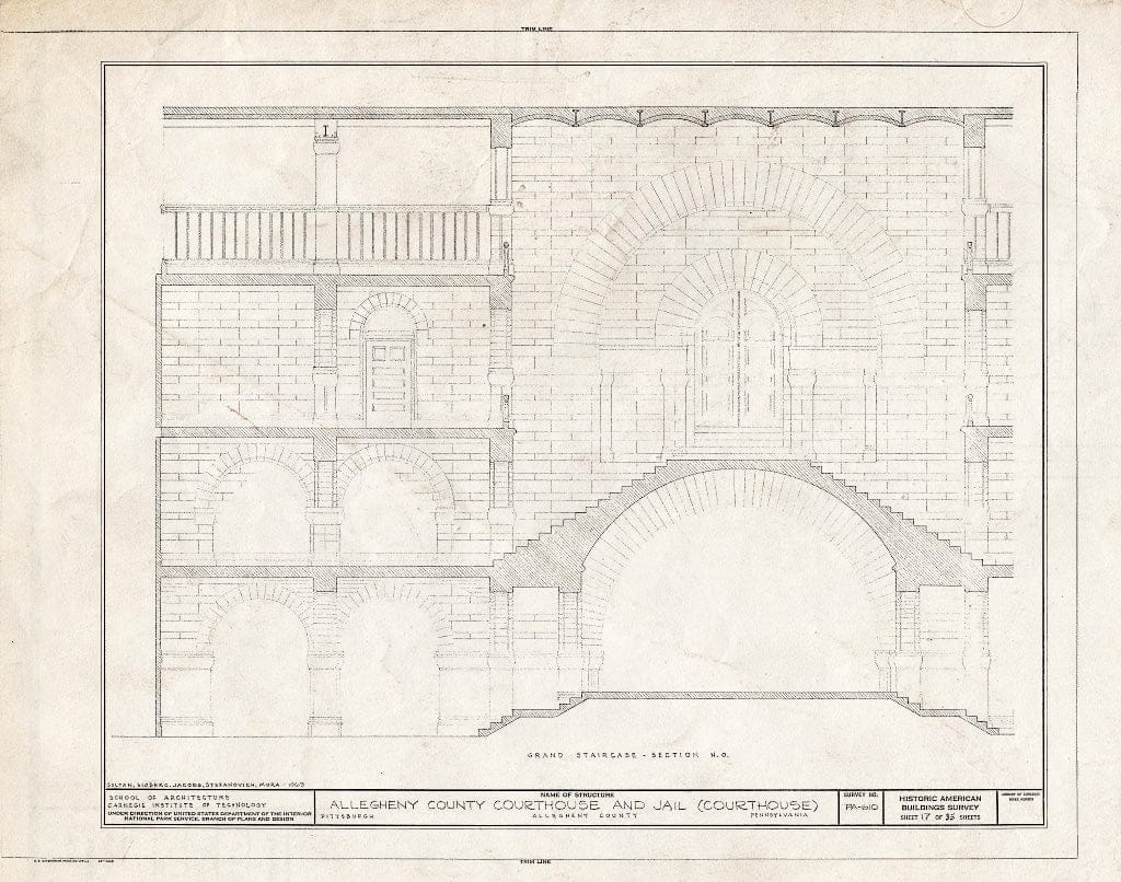 Blueprint HABS PA,2-PITBU,29- (Sheet 17 of 35) - Allegheny County Courthouse & Jail, 436 Grant Street (Courthouse), 420 Ross Street (Jail), Pittsburgh, Allegheny County, PA