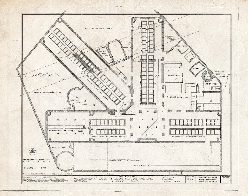Blueprint HABS PA,2-PITBU,29- (Sheet 21 of 35) - Allegheny County Courthouse & Jail, 436 Grant Street (Courthouse), 420 Ross Street (Jail), Pittsburgh, Allegheny County, PA