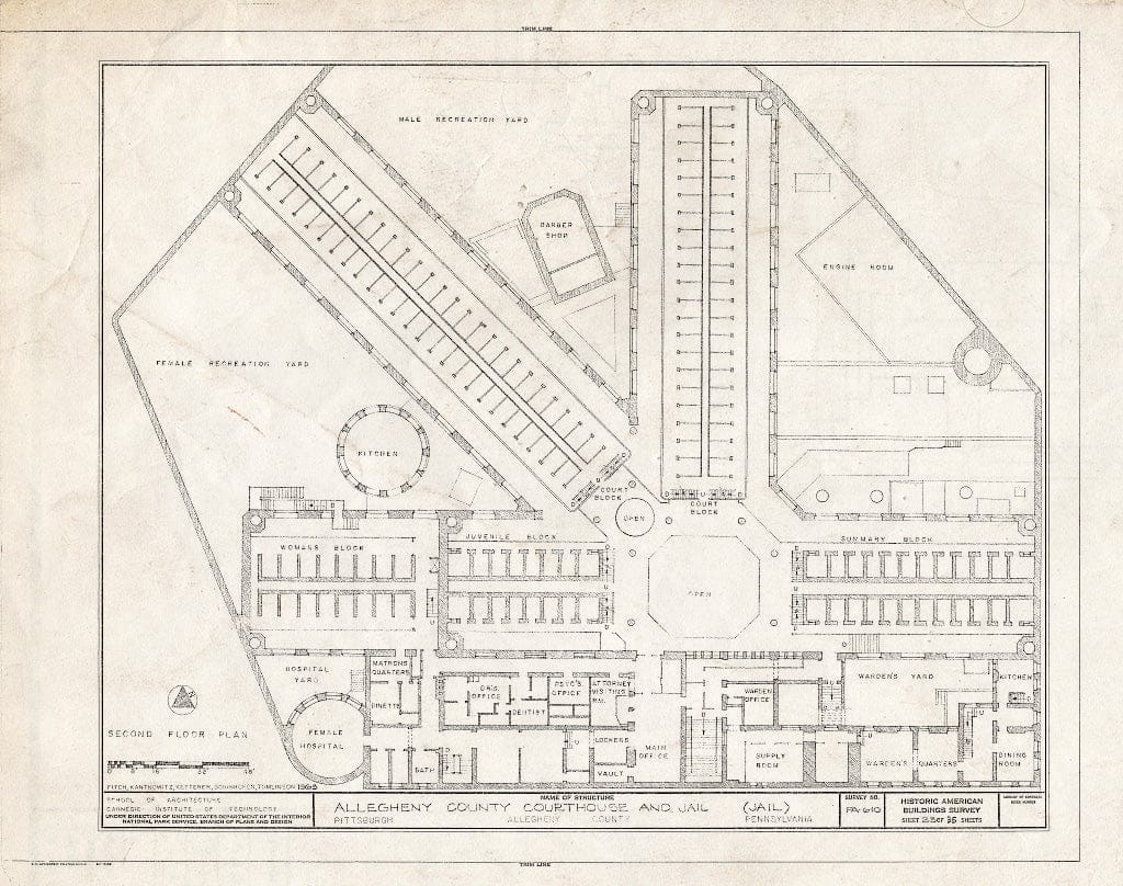Blueprint HABS PA,2-PITBU,29- (Sheet 23 of 35) - Allegheny County Courthouse & Jail, 436 Grant Street (Courthouse), 420 Ross Street (Jail), Pittsburgh, Allegheny County, PA