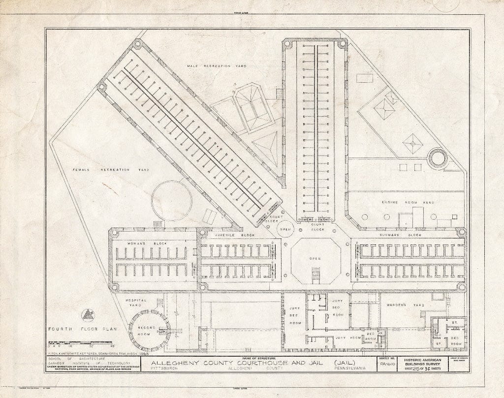 Blueprint HABS PA,2-PITBU,29- (Sheet 25 of 35) - Allegheny County Courthouse & Jail, 436 Grant Street (Courthouse), 420 Ross Street (Jail), Pittsburgh, Allegheny County, PA