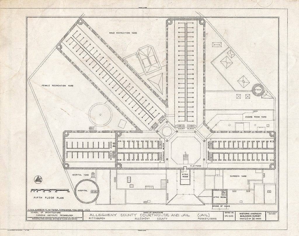 Blueprint HABS PA,2-PITBU,29- (Sheet 26 of 35) - Allegheny County Courthouse & Jail, 436 Grant Street (Courthouse), 420 Ross Street (Jail), Pittsburgh, Allegheny County, PA