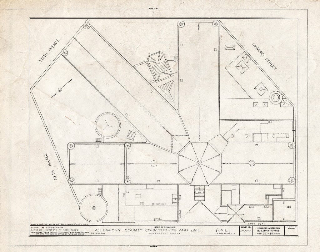 Blueprint HABS PA,2-PITBU,29- (Sheet 27 of 35) - Allegheny County Courthouse & Jail, 436 Grant Street (Courthouse), 420 Ross Street (Jail), Pittsburgh, Allegheny County, PA