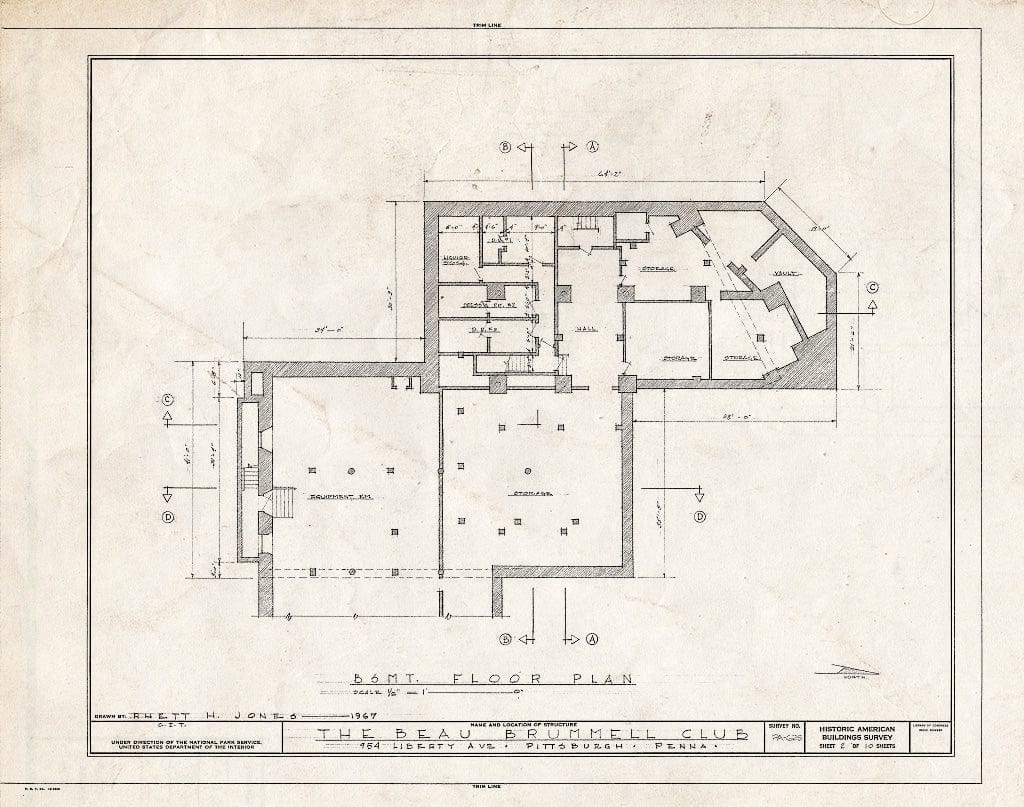 Blueprint HABS PA,2-PITBU,30- (Sheet 2 of 10) - Beau Brummell Club, 954 Liberty Avenue, Pittsburgh, Allegheny County, PA
