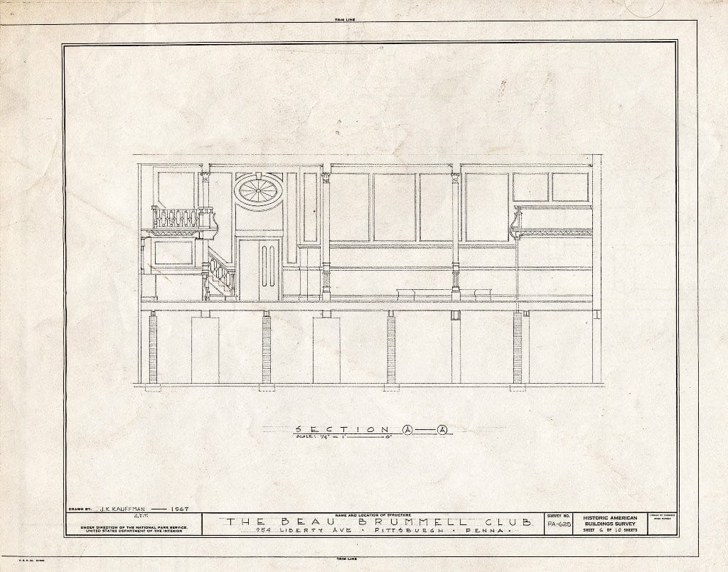 Blueprint HABS PA,2-PITBU,30- (Sheet 6 of 10) - Beau Brummell Club, 954 Liberty Avenue, Pittsburgh, Allegheny County, PA