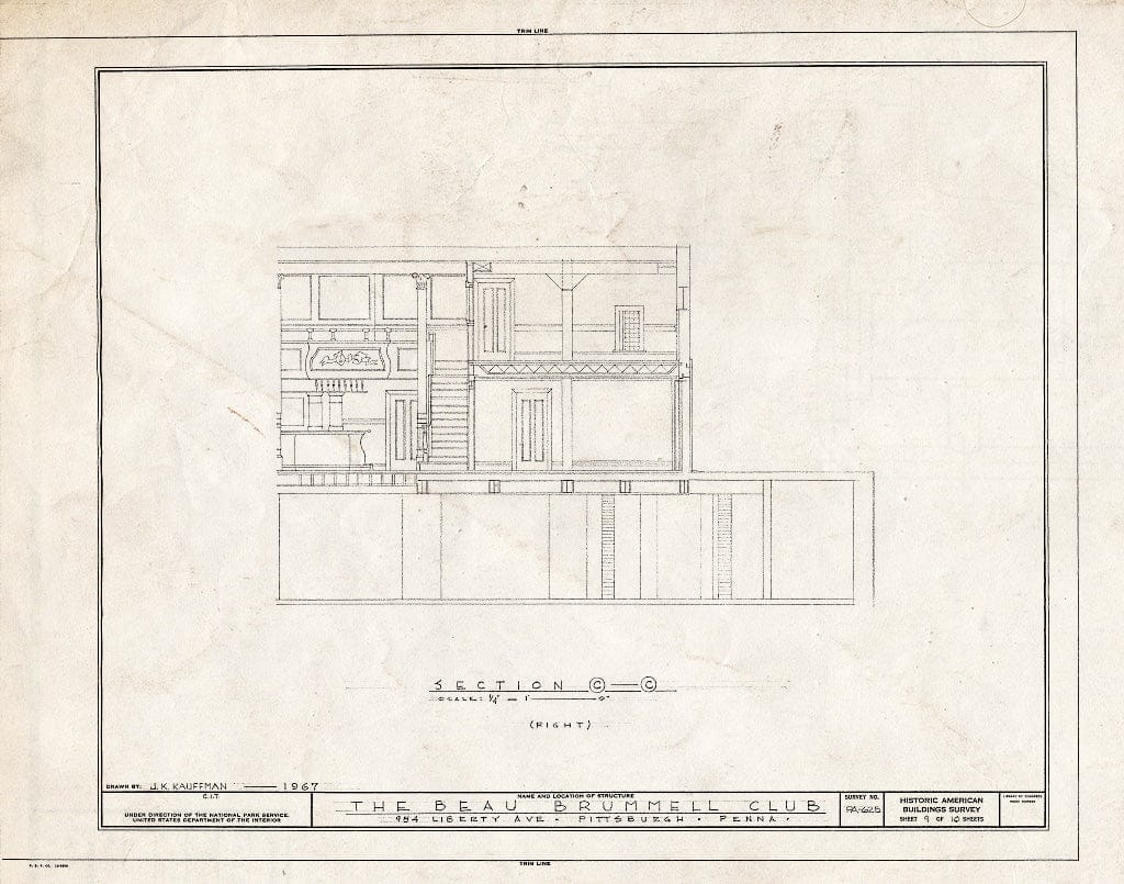 Blueprint HABS PA,2-PITBU,30- (Sheet 9 of 10) - Beau Brummell Club, 954 Liberty Avenue, Pittsburgh, Allegheny County, PA