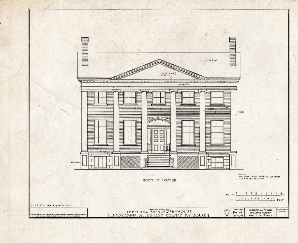 Blueprint HABS PA,2-PITBU,7- (Sheet 1 of 11) - Charles Brewer House, 1131 Western Avenue, Pittsburgh, Allegheny County, PA