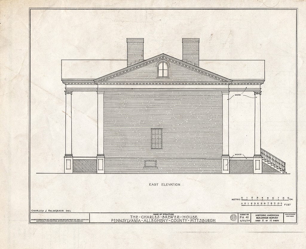 Blueprint HABS PA,2-PITBU,7- (Sheet 2 of 11) - Charles Brewer House, 1131 Western Avenue, Pittsburgh, Allegheny County, PA