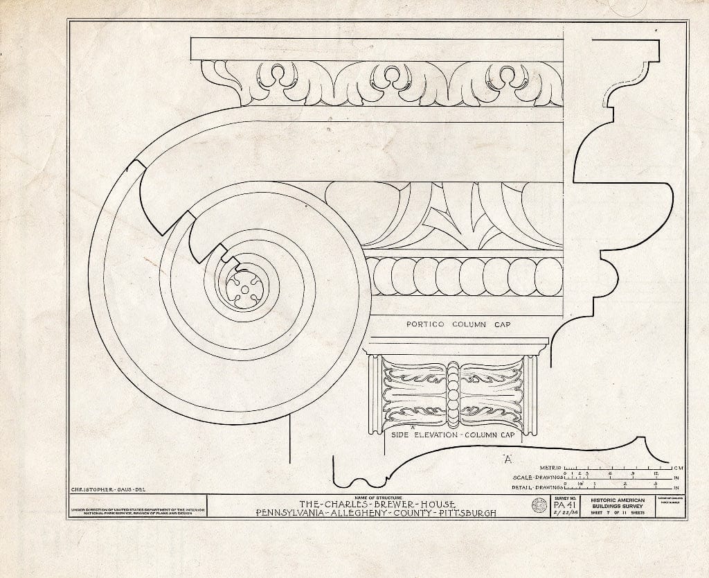 Blueprint HABS PA,2-PITBU,7- (Sheet 7 of 11) - Charles Brewer House, 1131 Western Avenue, Pittsburgh, Allegheny County, PA