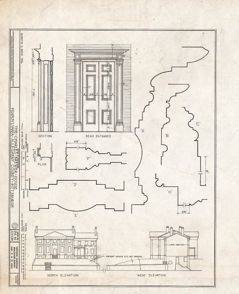 Blueprint HABS PA,2-PITBU,7- (Sheet 9 of 11) - Charles Brewer House, 1131 Western Avenue, Pittsburgh, Allegheny County, PA