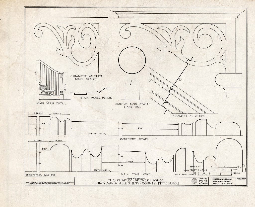 Blueprint HABS PA,2-PITBU,7- (Sheet 10 of 11) - Charles Brewer House, 1131 Western Avenue, Pittsburgh, Allegheny County, PA