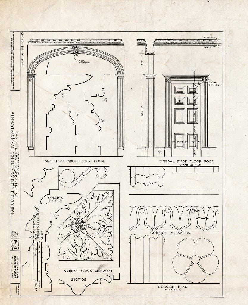 Blueprint HABS PA,2-PITBU,7- (Sheet 11 of 11) - Charles Brewer House, 1131 Western Avenue, Pittsburgh, Allegheny County, PA