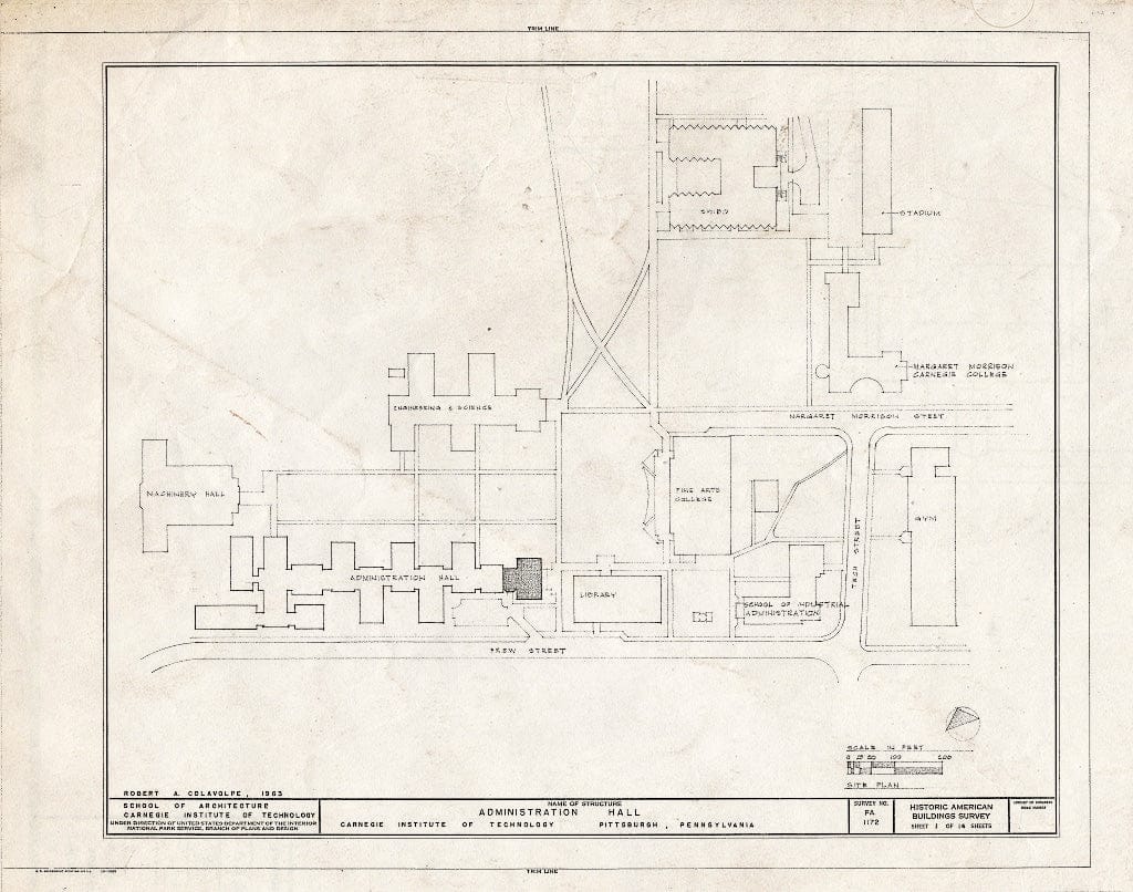 Blueprint HABS PA,2-PITBU,24B- (Sheet 1 of 14) - Carnegie Institute of Technology, Administration Building, Frew Street, Pittsburgh, Allegheny County, PA