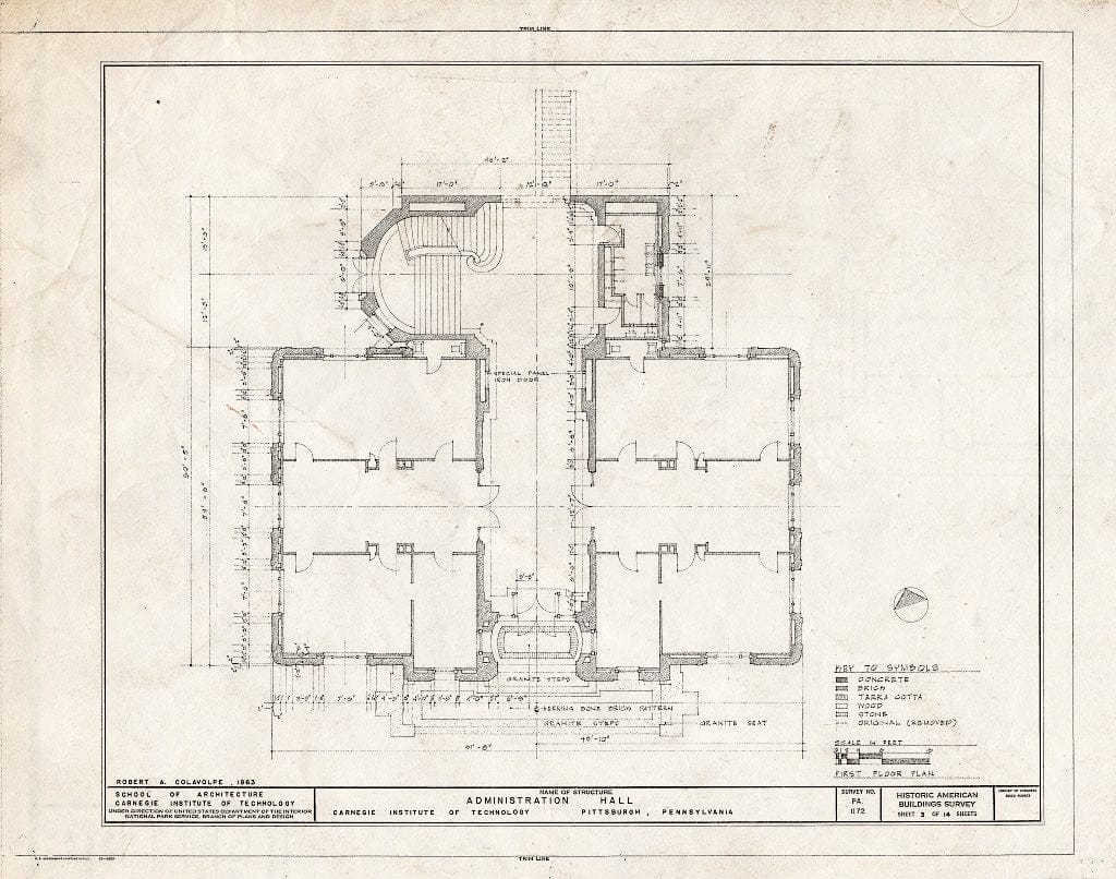 Blueprint HABS PA,2-PITBU,24B- (Sheet 3 of 14) - Carnegie Institute of Technology, Administration Building, Frew Street, Pittsburgh, Allegheny County, PA