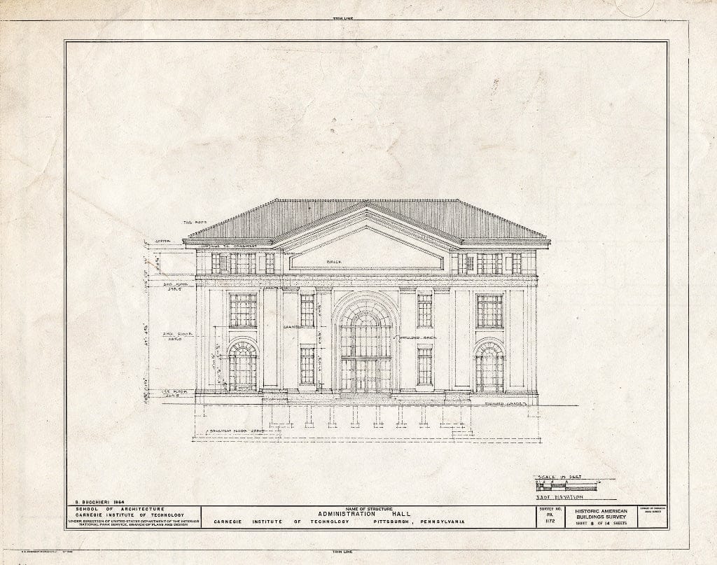 Blueprint HABS PA,2-PITBU,24B- (Sheet 8 of 14) - Carnegie Institute of Technology, Administration Building, Frew Street, Pittsburgh, Allegheny County, PA