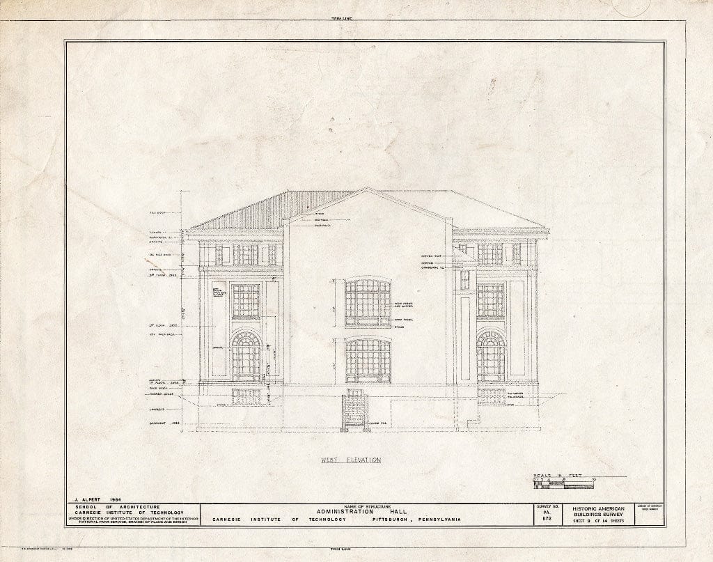 Blueprint HABS PA,2-PITBU,24B- (Sheet 9 of 14) - Carnegie Institute of Technology, Administration Building, Frew Street, Pittsburgh, Allegheny County, PA