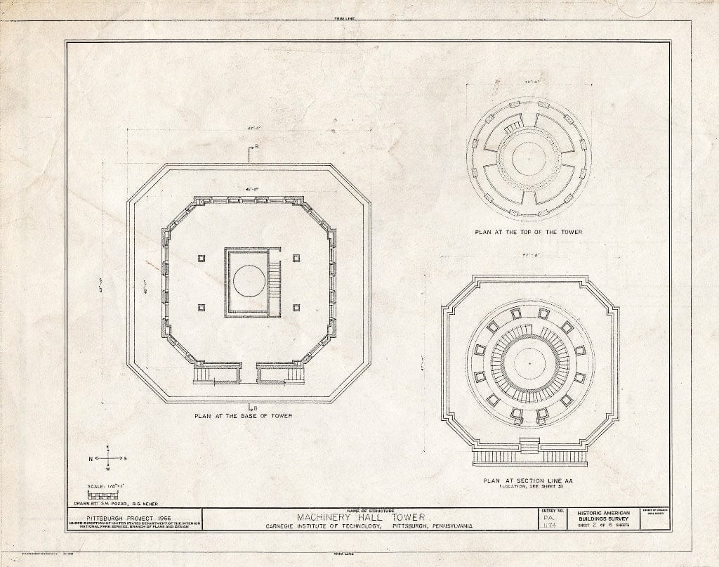 Blueprint HABS PA,2-PITBU,24A- (Sheet 2 of 6) - Carnegie Institute of Technology, Machinery Hall Tower, Carnegie Mellon University Campus, Pittsburgh, Allegheny County, PA