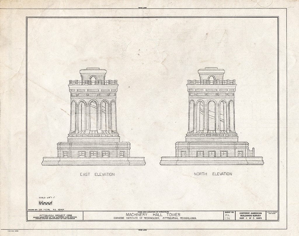 Blueprint HABS PA,2-PITBU,24A- (Sheet 4 of 6) - Carnegie Institute of Technology, Machinery Hall Tower, Carnegie Mellon University Campus, Pittsburgh, Allegheny County, PA