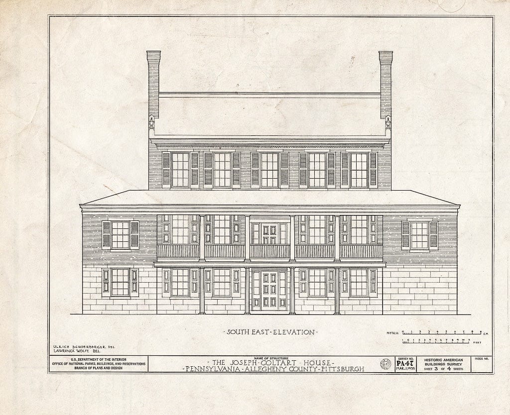Blueprint HABS PA,2-PITBU,13- (Sheet 3 of 4) - Joseph Coltart House, 3431 Forbes Street, Pittsburgh, Allegheny County, PA