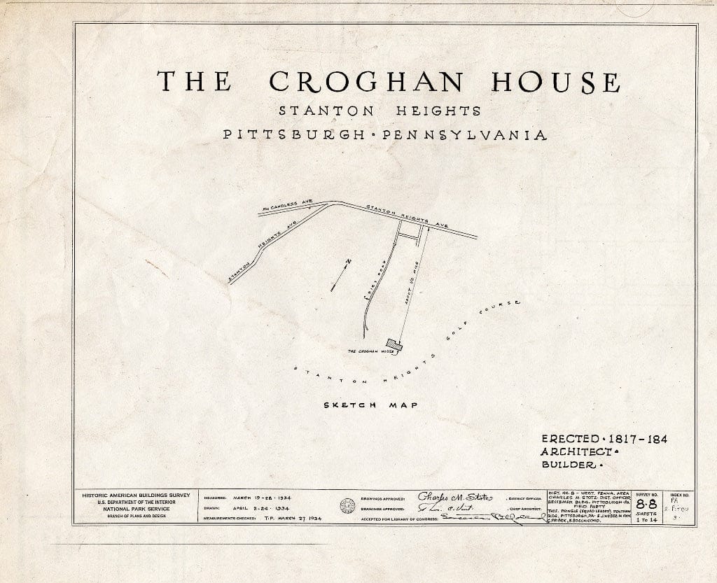 Blueprint HABS PA,2-PITBU,3- (Sheet 0 of 14) - Croghan House, Stanton Heights, Pittsburgh, Allegheny County, PA