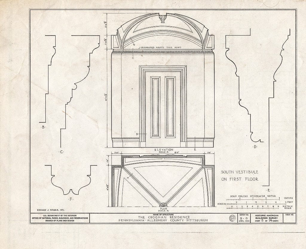 Blueprint HABS PA,2-PITBU,3- (Sheet 8 of 14) - Croghan House, Stanton Heights, Pittsburgh, Allegheny County, PA