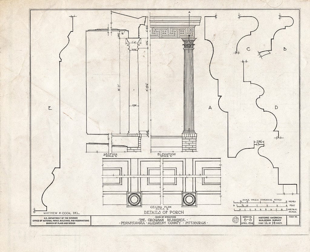 Blueprint HABS PA,2-PITBU,3- (Sheet 12 of 14) - Croghan House, Stanton Heights, Pittsburgh, Allegheny County, PA