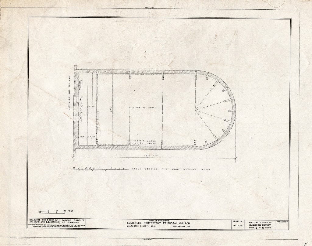 Blueprint HABS PA,2-PITBU,18- (Sheet 2 of 6) - Emmanuel Protestant Episcopal Church, North & Allegheny Streets, Pittsburgh, Allegheny County, PA