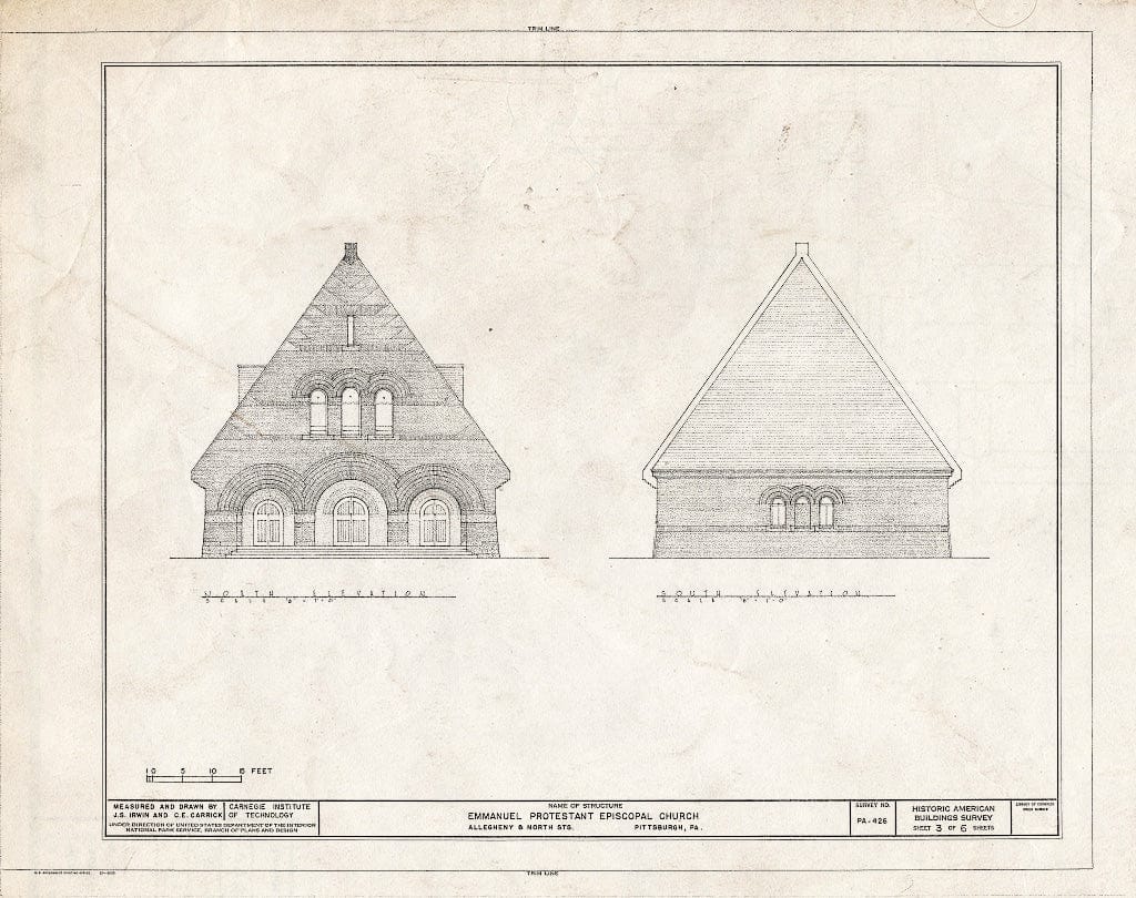 Blueprint HABS PA,2-PITBU,18- (Sheet 3 of 6) - Emmanuel Protestant Episcopal Church, North & Allegheny Streets, Pittsburgh, Allegheny County, PA