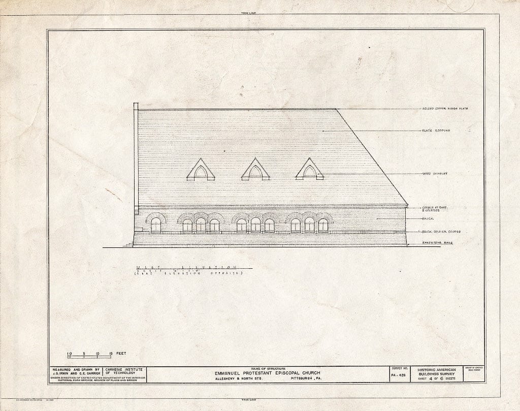 Blueprint HABS PA,2-PITBU,18- (Sheet 4 of 6) - Emmanuel Protestant Episcopal Church, North & Allegheny Streets, Pittsburgh, Allegheny County, PA