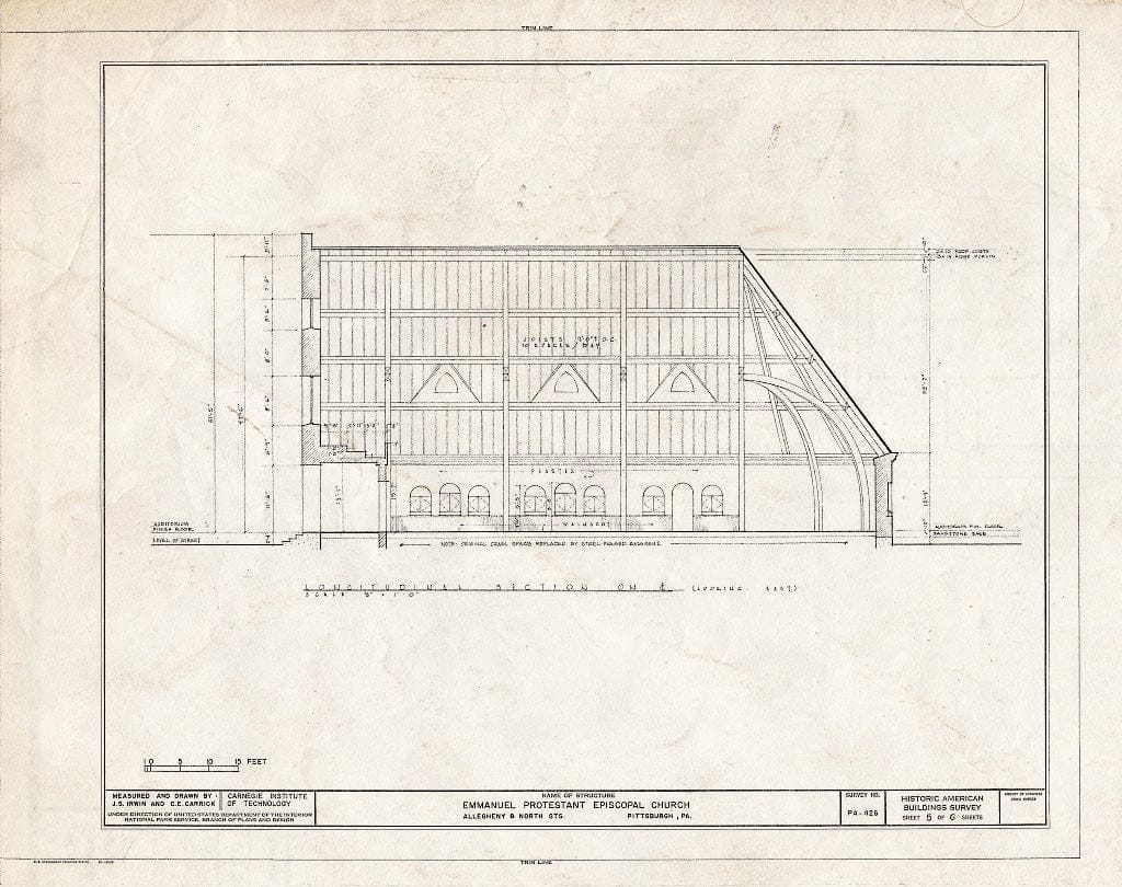 Blueprint HABS PA,2-PITBU,18- (Sheet 5 of 6) - Emmanuel Protestant Episcopal Church, North & Allegheny Streets, Pittsburgh, Allegheny County, PA