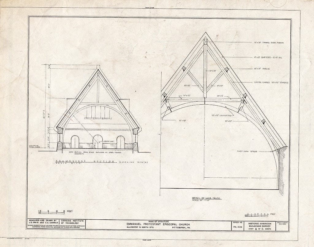 Blueprint HABS PA,2-PITBU,18- (Sheet 6 of 6) - Emmanuel Protestant Episcopal Church, North & Allegheny Streets, Pittsburgh, Allegheny County, PA