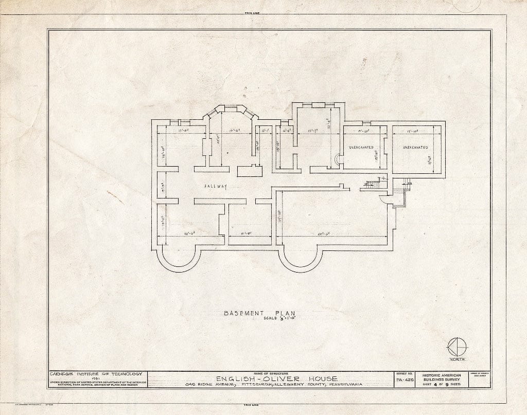 Blueprint HABS PA,2-PITBU,17- (Sheet 4 of 9) - English-Oliver House, 845 Ridge Avenue, Pittsburgh, Allegheny County, PA