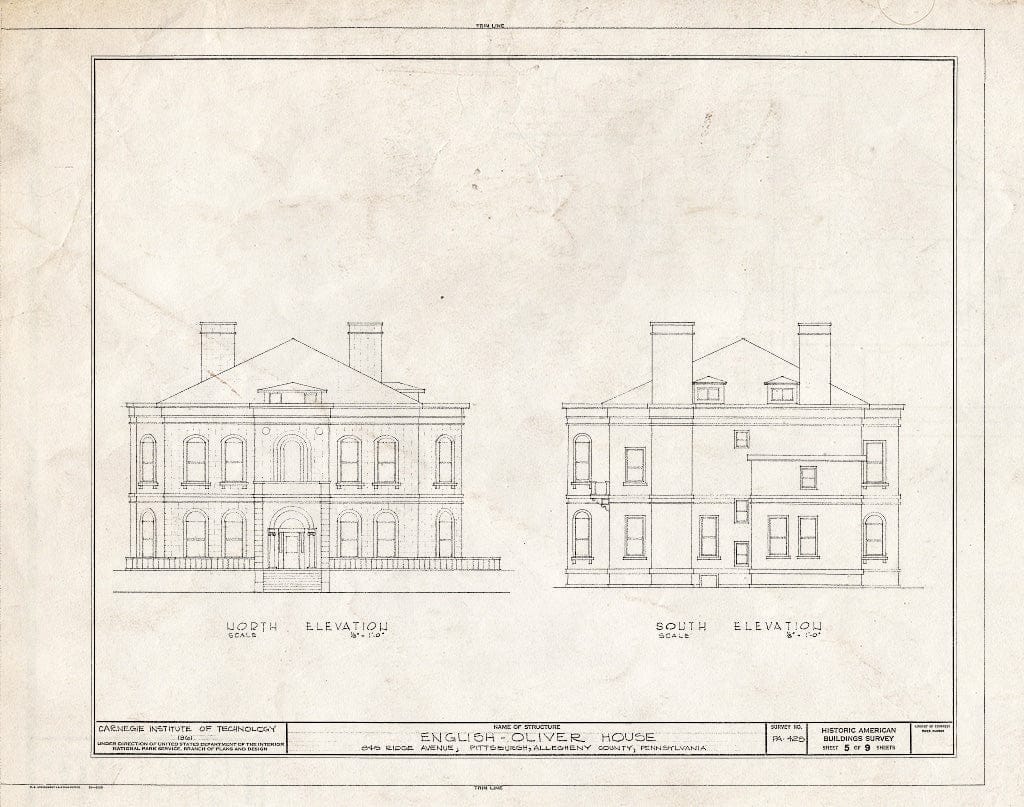 Blueprint HABS PA,2-PITBU,17- (Sheet 5 of 9) - English-Oliver House, 845 Ridge Avenue, Pittsburgh, Allegheny County, PA