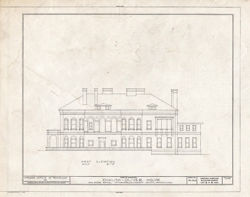Blueprint HABS PA,2-PITBU,17- (Sheet 6 of 9) - English-Oliver House, 845 Ridge Avenue, Pittsburgh, Allegheny County, PA