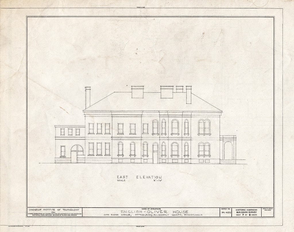 Blueprint HABS PA,2-PITBU,17- (Sheet 7 of 9) - English-Oliver House, 845 Ridge Avenue, Pittsburgh, Allegheny County, PA