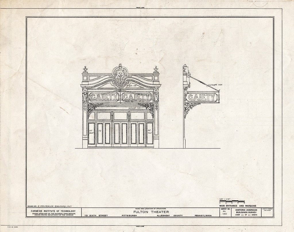 Blueprint HABS PA,2-PITBU,27- (Sheet 11 of 11) - Fulton Theater, 101 Sixth Street, Pittsburgh, Allegheny County, PA