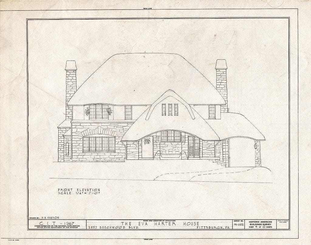 Blueprint HABS PA,2-PITBU,32- (Sheet 4 of 10) - Eva Harter House, 2557 Beechwood Boulevard, Pittsburgh, Allegheny County, PA