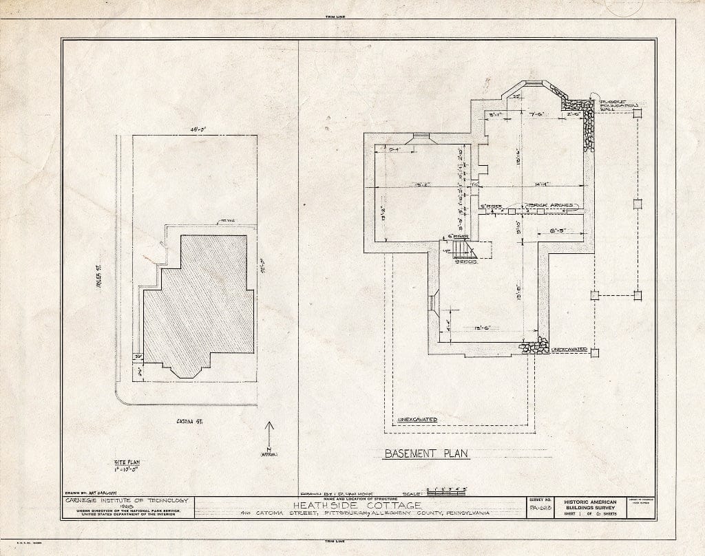 Blueprint HABS PA,2-PITBU,33- (Sheet 1 of 6) - Heathside Cottage, 416 Catoma Street, Pittsburgh, Allegheny County, PA