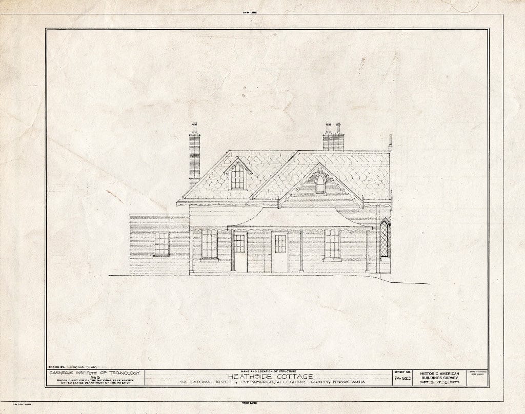 Blueprint HABS PA,2-PITBU,33- (Sheet 3 of 6) - Heathside Cottage, 416 Catoma Street, Pittsburgh, Allegheny County, PA