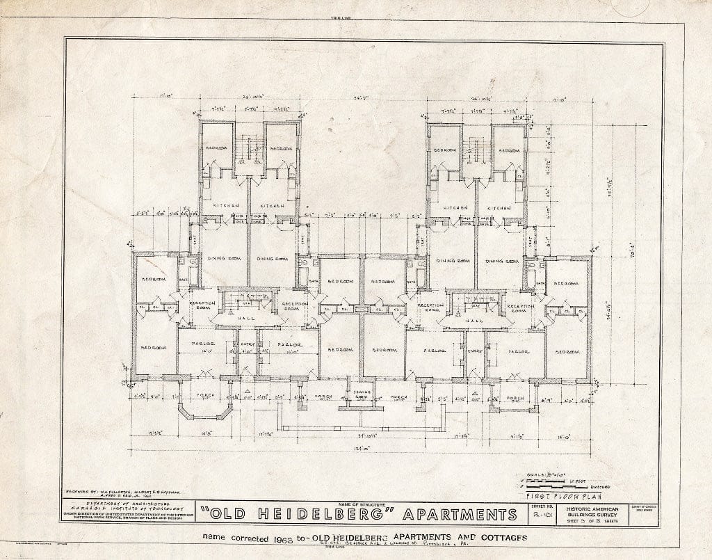 Blueprint HABS PA,2-PITBU,21- (Sheet 3 of 21) - Heidelberg Apartments & Cottages, Braddock Avenue & Waverly Street, Pittsburgh, Allegheny County, PA